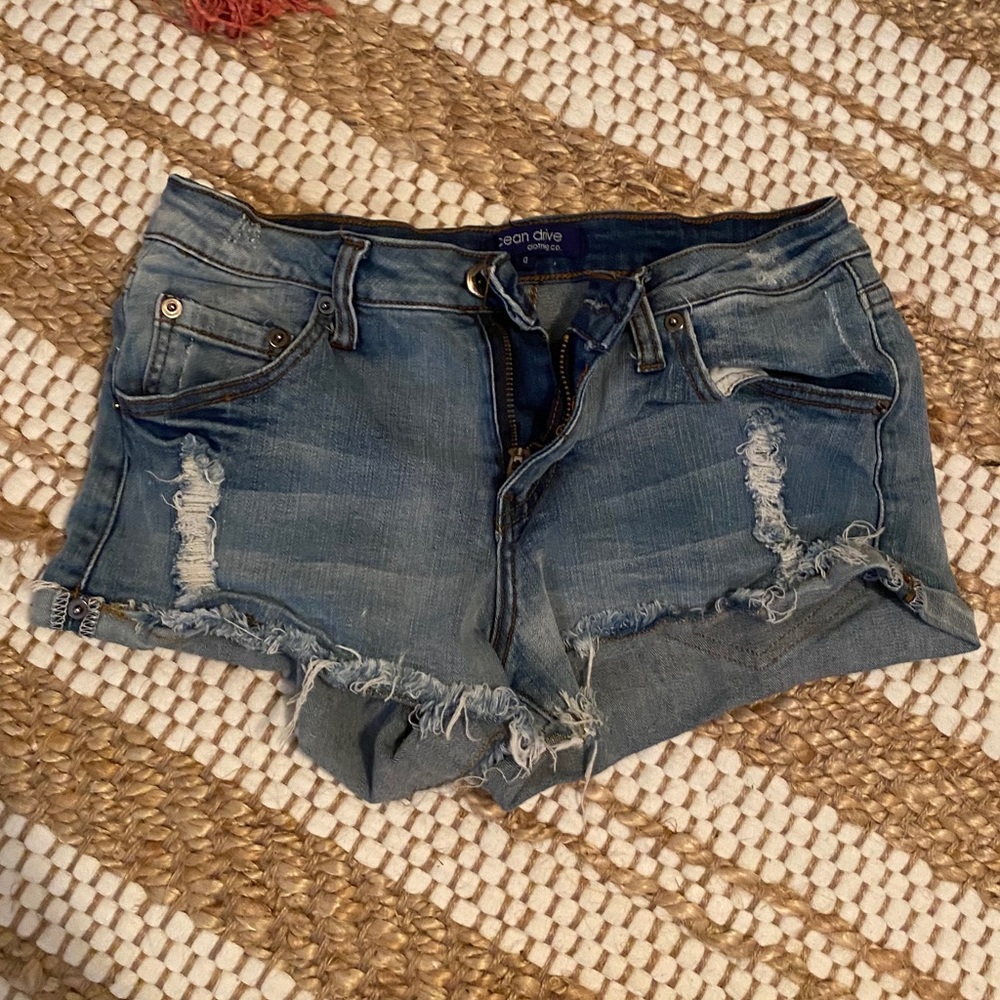 Blue denim shorts